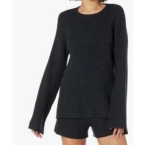 The Drop Women's Alice Crew-Neck Back-Slit Ribbed Pullover Sweater  L